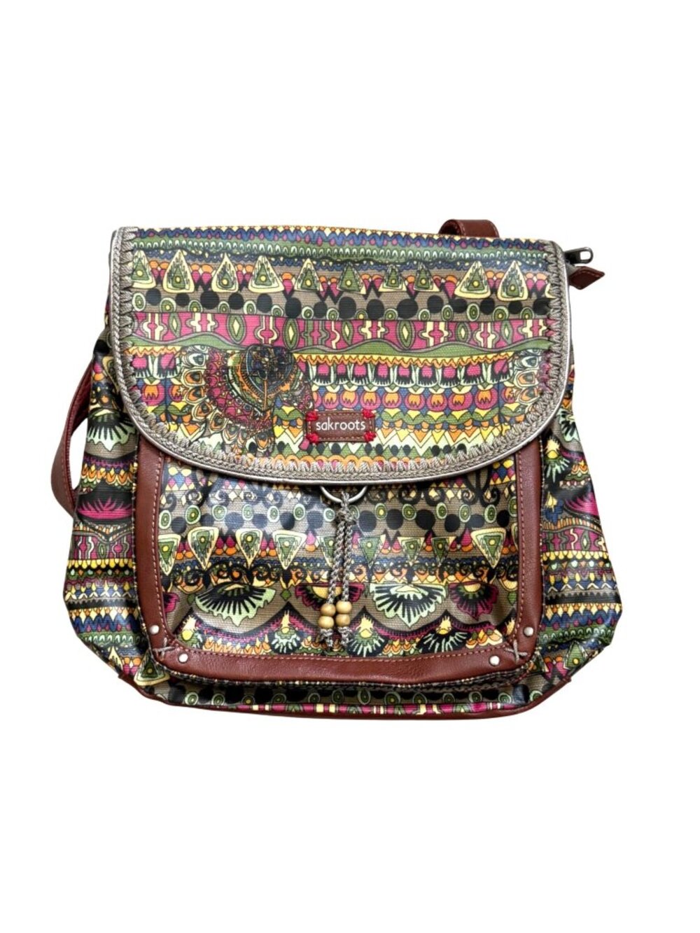 Sakroots Women's Backpack Bag Convertible Multicolor Elephant Canvas Hippie Boho